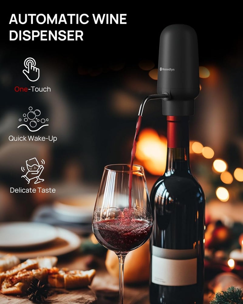 Rossedlyn Rechargeable Electric Wine Opener Gift Set - Aerator, Bottle Opener, Foil Cutter, Wine Vacuum Pump and Stoppers for Home Bar Outdoor Party - Image 4